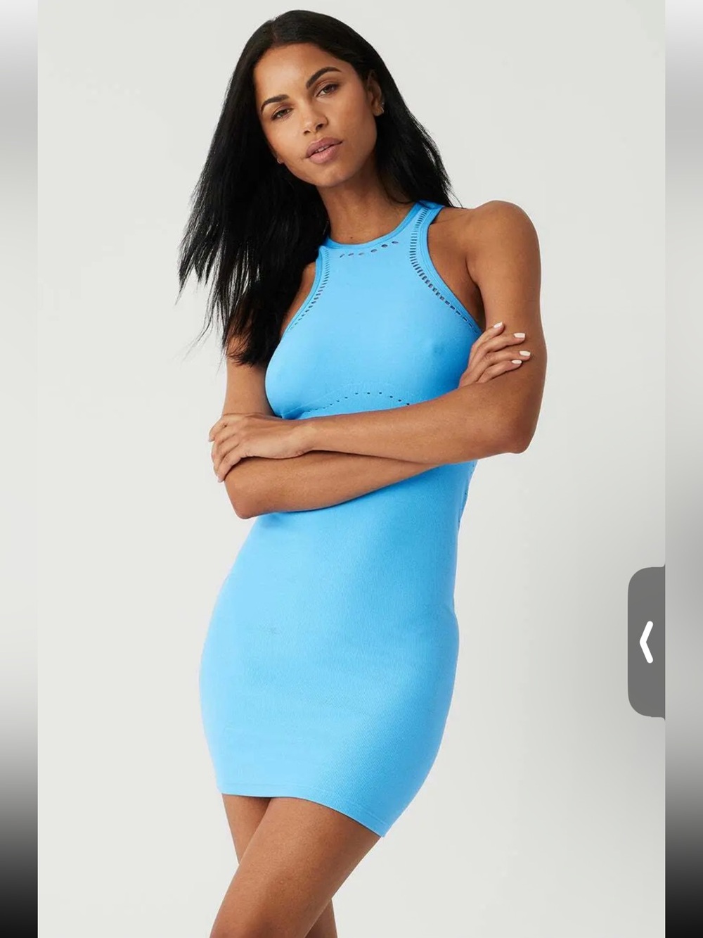Alo Yoga Seamless Open Air Racer Back Dress - Blue - Sz Small